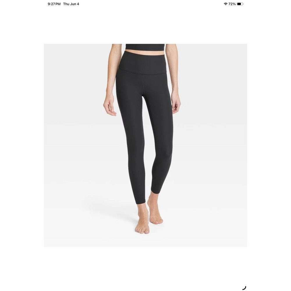 All In Motion Everyday Soft High-Rise Ribbed 7/8 Black Leggings Women's Small